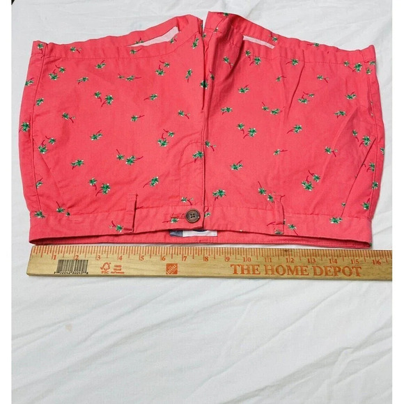 Old Navy Womens Sz 6 Chino Shorts Pink Palm Tree Print 100% Cotton Pockets - Picture 7 of 10